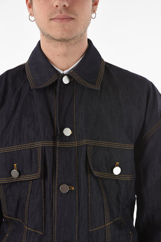Giubbotto Sahariano METAL in Denim con Martingala Interna