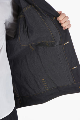 Giubbotto Sahariano METAL in Denim con Martingala Interna