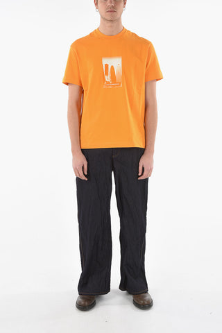 EMPORIO SUSTAINABILITY PROJECT Ribbed Crew-neck T-shirt with Lettering Print