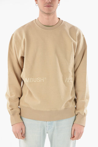 Embroidered-logo Crew-neck Sweatshirt with Ribbed Edges