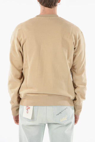 Embroidered-logo Crew-neck Sweatshirt with Ribbed Edges