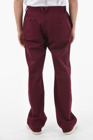 Straight-leg MAROON Trousers with Gold-tone Medusa Button