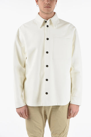 Breast-pocket SMOOTH BONDED Leather Overshirt