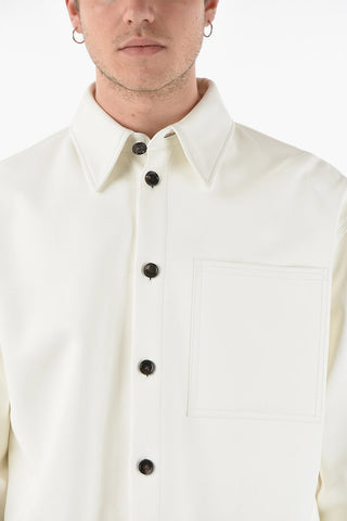 Breast-pocket SMOOTH BONDED Leather Overshirt