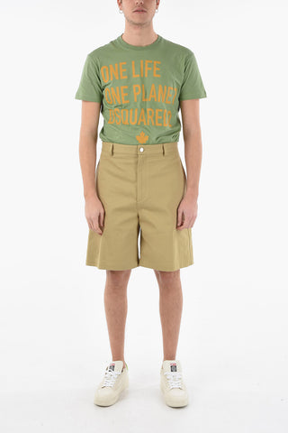 High-waisted Cotton Cargo Shorts