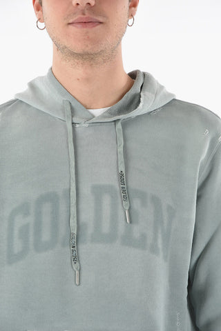 MIAMI JOURNEY Distressed Hoodie with Ton-sur-ton Lettering