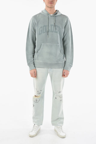MIAMI JOURNEY Distressed Hoodie with Ton-sur-ton Lettering