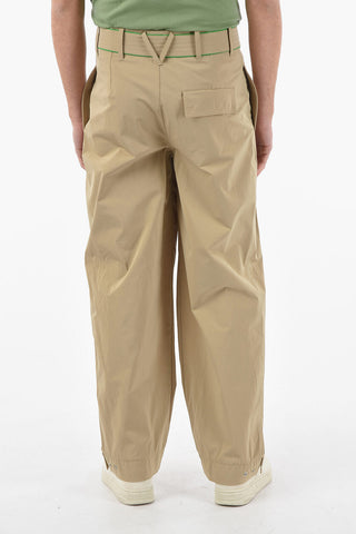 Single-pleated Stretch Nylon Pants with Belt