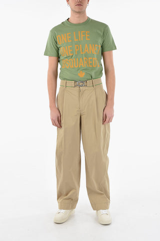 Single-pleated Stretch Nylon Pants with Belt