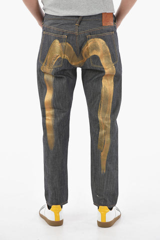 Daicock Printed Denims with Delavé Effect and Back Logo Patch 18cm
