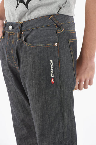 Daicock Printed Denims with Delavé Effect and Back Logo Patch 18cm