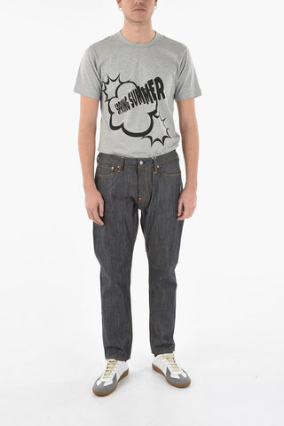 Daicock Printed Denims with Delavé Effect and Back Logo Patch 18cm