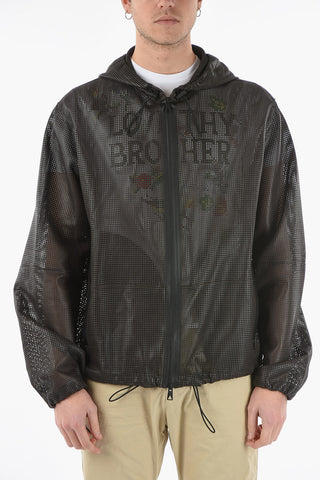Hooded SEMIPLONGE Perforated Leather Jacket