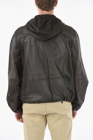 Hooded SEMIPLONGE Perforated Leather Jacket