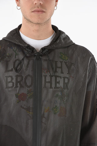 Hooded SEMIPLONGE Perforated Leather Jacket