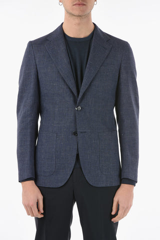 Micro Houndstooth Linen and Virgin Wool Blazer
