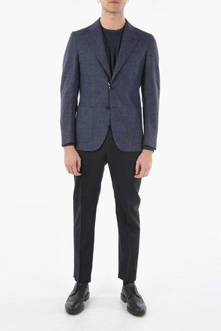 Micro Houndstooth Linen and Virgin Wool Blazer
