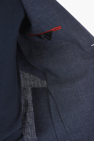 Micro Houndstooth Linen and Virgin Wool Blazer
