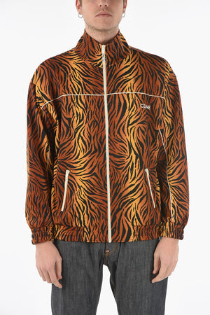Animal Patterned Sweatshirt with Zip Closure