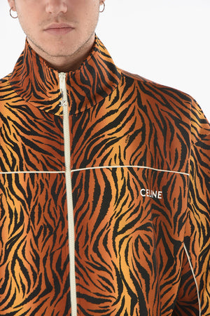 Animal Patterned Sweatshirt with Zip Closure