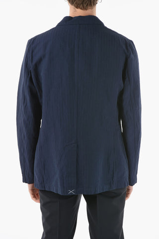 Linen Blend Single Breasted Blazer with Patch Pockets