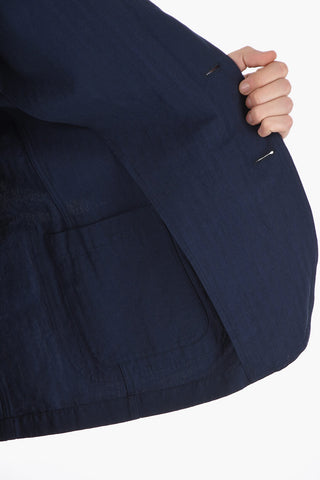 Linen Blend Single Breasted Blazer with Patch Pockets