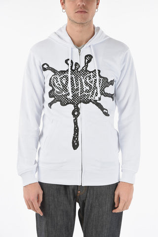 SHIRT Brushed Cotton Sweatshirt with Hood and Zip Closure