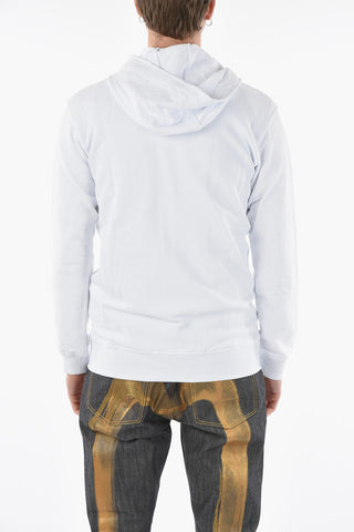 SHIRT Brushed Cotton Sweatshirt with Hood and Zip Closure