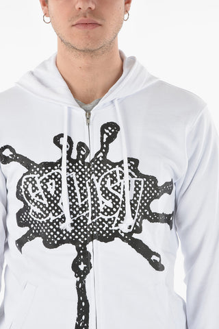 SHIRT Brushed Cotton Sweatshirt with Hood and Zip Closure