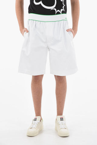 Logoed Elastic Waistband Cotton Shorts