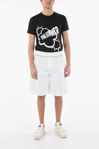 Logoed Elastic Waistband Cotton Shorts