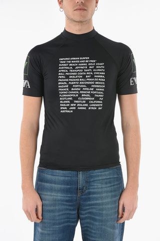 EMPORIO SUSTAINABILITY PROJECT Crew-neck T-shirt with All-over Contrasting Lettering