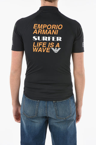 EMPORIO SUSTAINABILITY PROJECT Crew-neck T-shirt with All-over Contrasting Lettering
