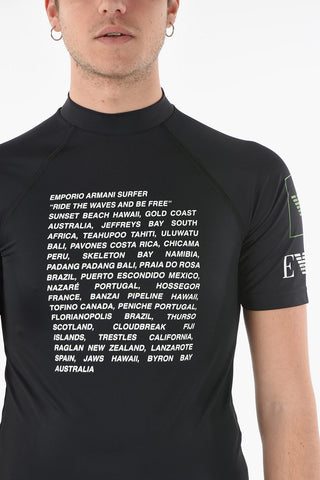 EMPORIO SUSTAINABILITY PROJECT Crew-neck T-shirt with All-over Contrasting Lettering