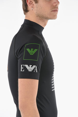 EMPORIO SUSTAINABILITY PROJECT Crew-neck T-shirt with All-over Contrasting Lettering