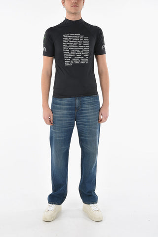 EMPORIO SUSTAINABILITY PROJECT Crew-neck T-shirt with All-over Contrasting Lettering