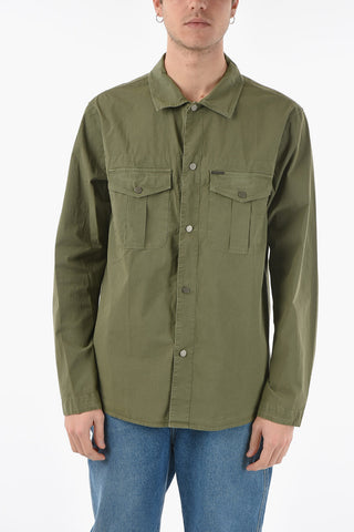 Stretch Cotton Shirt with Double Breast Pocket