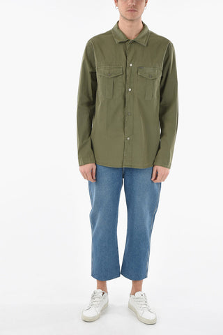 Stretch Cotton Shirt with Double Breast Pocket