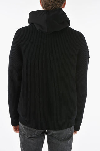 VLTN Virgin Wool Hoodie With Maxi front Pocket