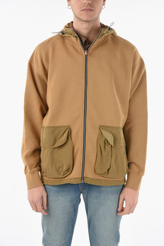 Felpa HYBRID ZIP in Cotone con Zip Frontale e Dettagli in Nylon