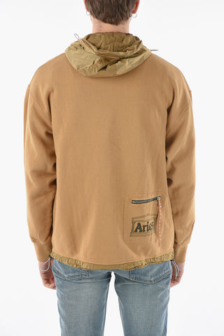 Felpa HYBRID ZIP in Cotone con Zip Frontale e Dettagli in Nylon