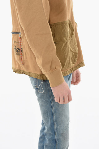 Felpa HYBRID ZIP in Cotone con Zip Frontale e Dettagli in Nylon