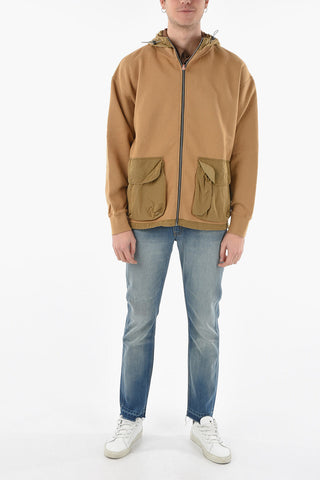 Felpa HYBRID ZIP in Cotone con Zip Frontale e Dettagli in Nylon