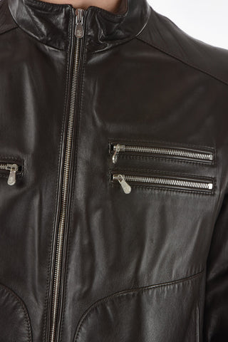 Giubbotto In Pelle e tasche con Zip