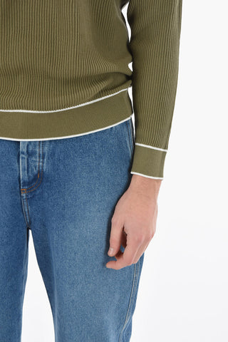 Ribbed Cotton Crew Neck Sweater