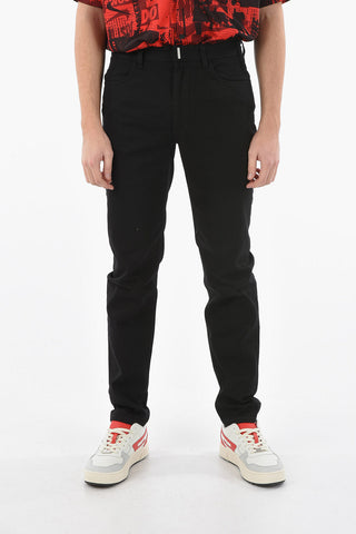 Stretch Cotton Slim-fit Denims with Emgraved Logoed Metal 16,5cm
