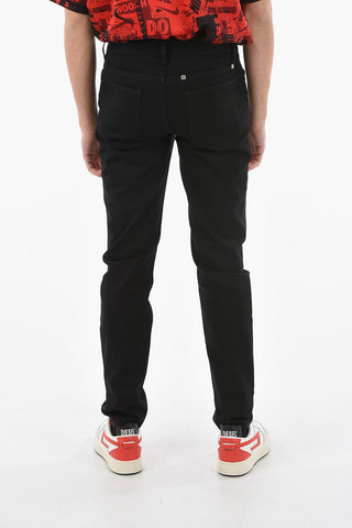Stretch Cotton Slim-fit Denims with Emgraved Logoed Metal 16,5cm