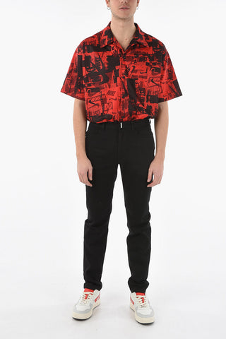 Stretch Cotton Slim-fit Denims with Emgraved Logoed Metal 16,5cm
