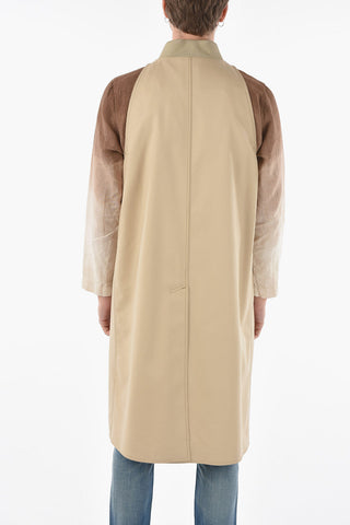 Cotton-gabardine Sleeve-less Trench with Ribbed Collar
