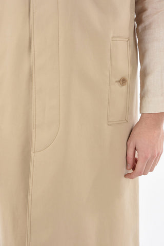 Cotton-gabardine Sleeve-less Trench with Ribbed Collar